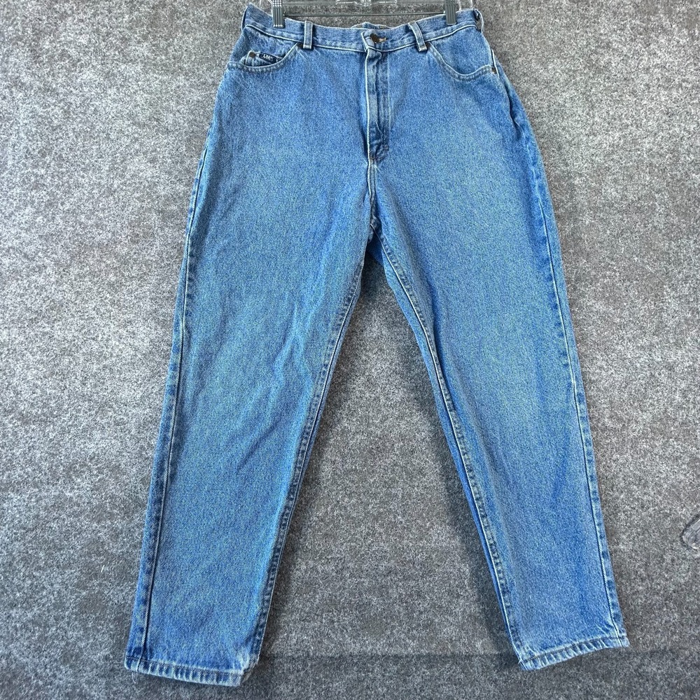 VTG Lee High Waist Curvy Mom Jeans Womens 16 Petite Blue Tapered Leg‎ Preppy